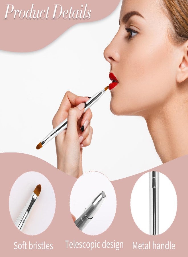 Sliverdew Retractable Lip Brush for Lipstick Double-Ended Lip Makeup Brush with Cap for Lipstick, Lip-Gloss, Eyeshadow Travel, Silver - Image 3